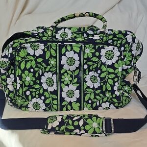 Vera Bradley Green and White Baby Bag with Floral Design